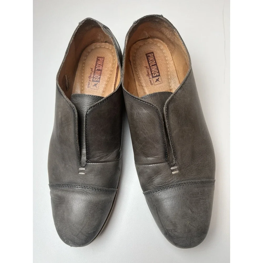 Pikolinos Santorini Leather Women's Shoes SZ 41  (10-10.5) Loafer Grey  Oxford